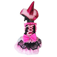 Pink Bow LED Witch Dog Costume