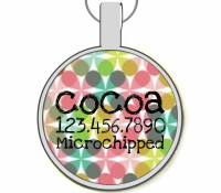 Modern Abstract Floral Silver Pet ID Tags