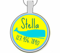 Yellow Whale Silver Pet ID Tags