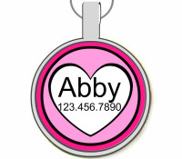 Pink Hearts Silver Pet ID Tags