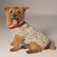 Oatmeal & Red Cableknit Dog Sweater