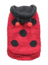 Chenille Lady Bug Sweater Hoodie