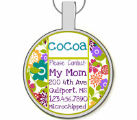 Cute Floral Silver Pet ID Tags