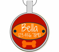 Red Doggy Nameplate Silver Pet ID Tags