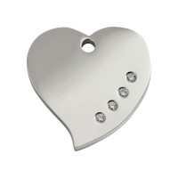 Diamante Heart Polished Stainless Steel Pet ID Tag