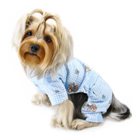 Adorable Blue Teddy Bear Love Flannel Pajamas