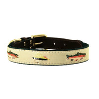 American Traditions Leather and Ribbon Dog Collars