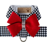 Susan Lanci Black and White Houndstooth Red Nouveau Bow Tinkie Harness