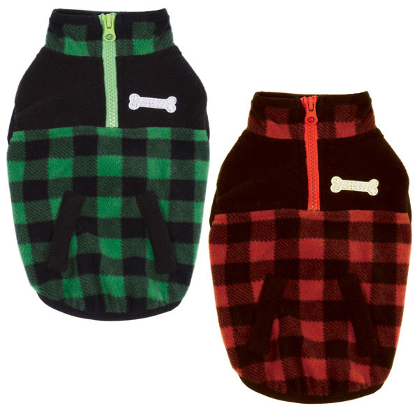 red plaid fleece jacket