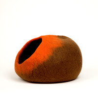 Brown & Orange Ombre Felted Cat Cave