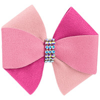Susan Lanci Pink Velvet Pinwheel Hair Bow