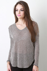 Semi-Sheer V-neck Sweater