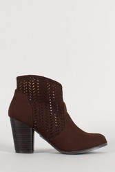 Perforated Pattern Round Toe Ankle Bootie