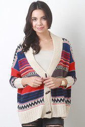 Tribal Knit Button Cardigan