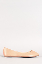 Leatherette Almond Toe Ballet Flat