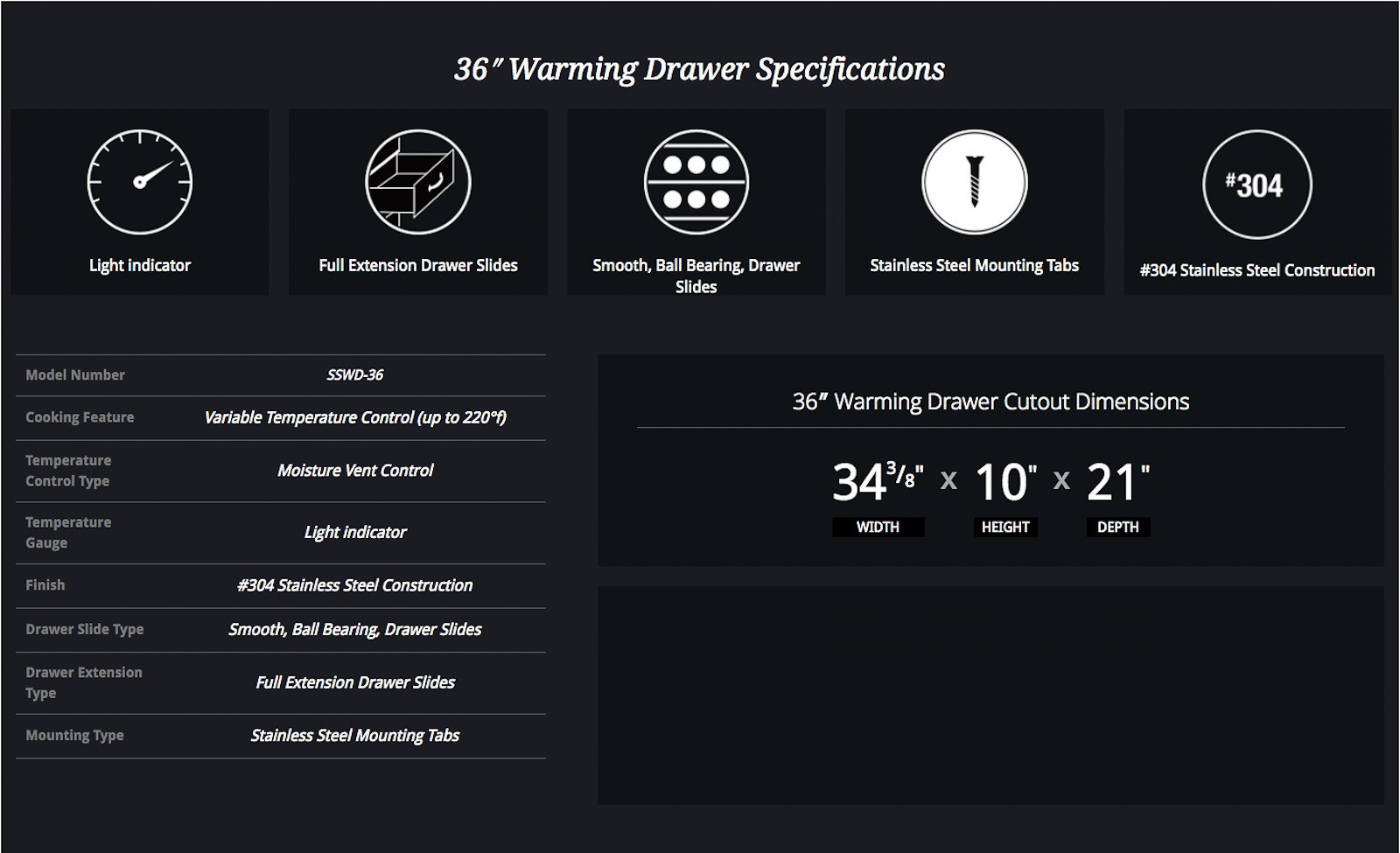 Summerset 36 Warming Drawer - Storage Drawers - SSWD36 View 11