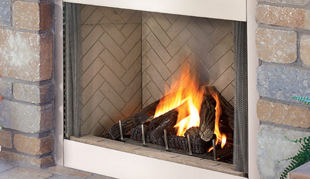 Superior 36 Stainless Steel Outdoor Gas Fireplace Front Open Vre4336