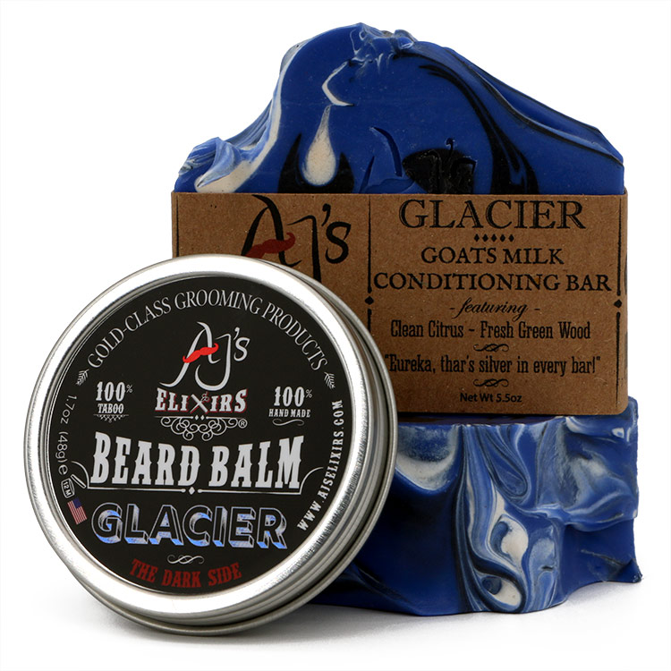 Glacier scented Men's Body Soap and Beard Balm Pack