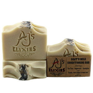 AJ's Elixirs Goat's Milk Tea Tree Bar; an invigorating blend that's superfatted to perfection to provide the creamiest and most moisturizing hair and skin loving bar you've ever experienced.