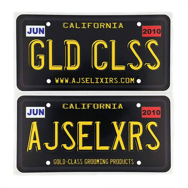 AJ's Elixirs Gold-Class Grooming Licensed® vinyl stickers available in Licensed Gold Class, or Licensed Branded designs.