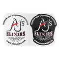 AJ's Elixirs Gold-Class Grooming Branded® vinyl stickers available in black or white designs.