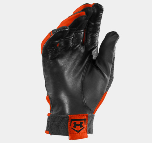 orange under armour batting gloves