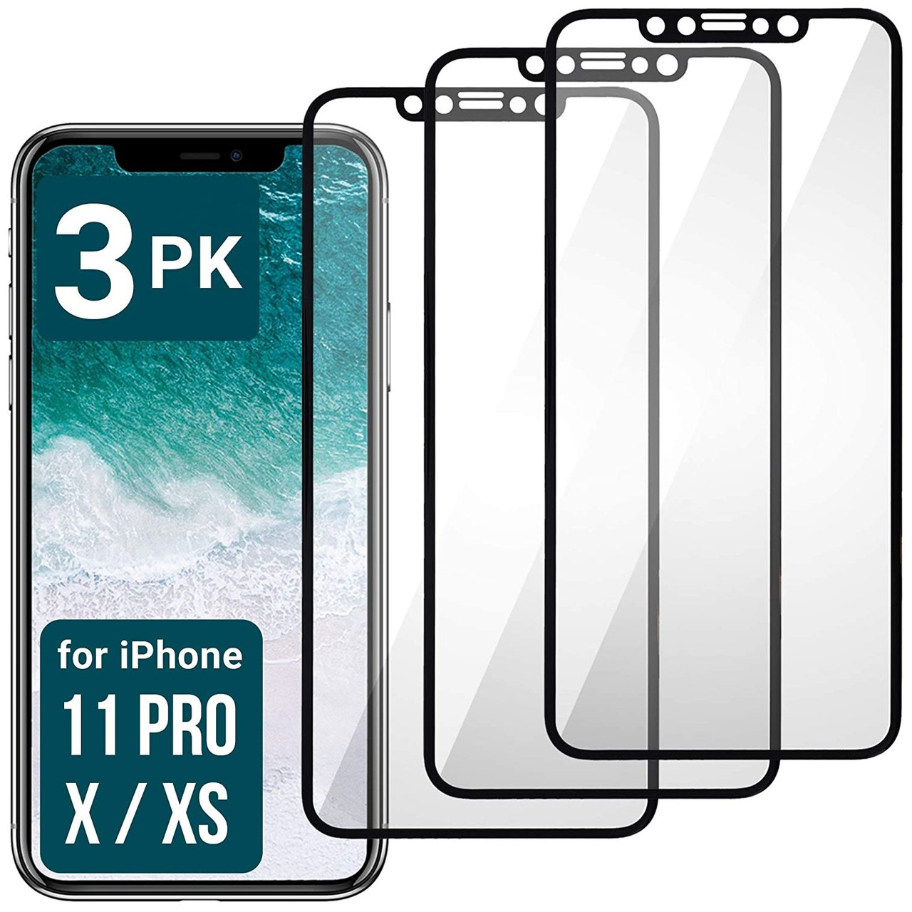 noedels Ijsbeer Eigenlijk 3-Pack 3D Curved Soft Edge Full Coverage Tempered Glass Screen Protector  for iPhone 11 Pro / iPhone XS / iPhone X - HD Accessory