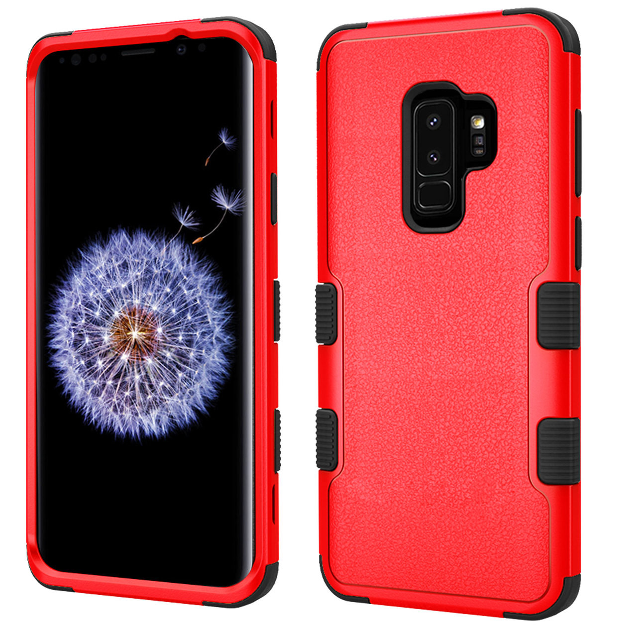 Military Grade Certified TUFF Hybrid Armor Case for Samsung Galaxy S9 Plus  - Red - HD Accessory