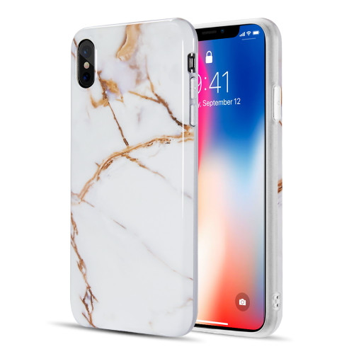 Marble TPU Case for iPhone XS Max - White Gold - HD Accessory