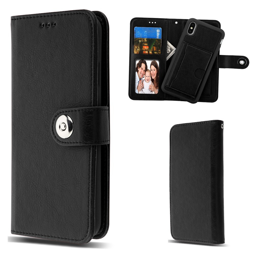 3-IN-1 Luxury Leather Wallet Case for iPhone XS Max - Black - HD Accessory
