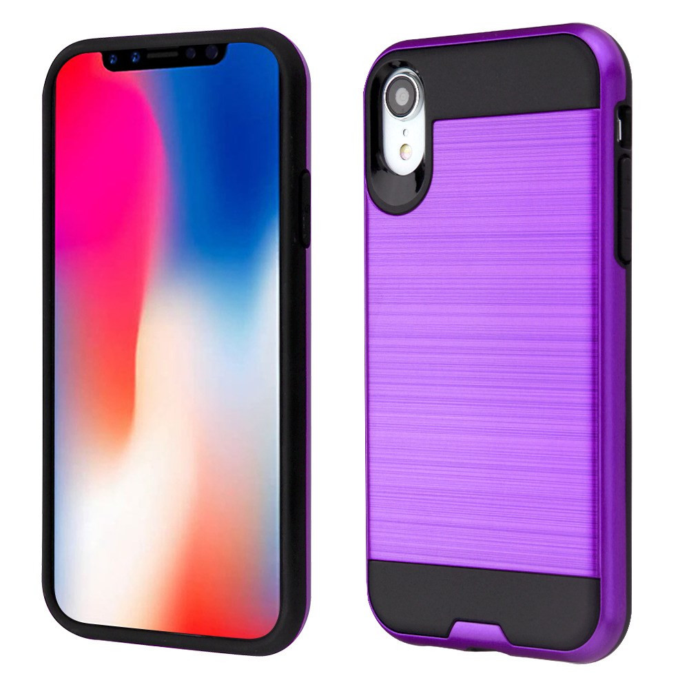 Brushed Coated Hybrid Armor Case for iPhone XR Purple HD Accessory
