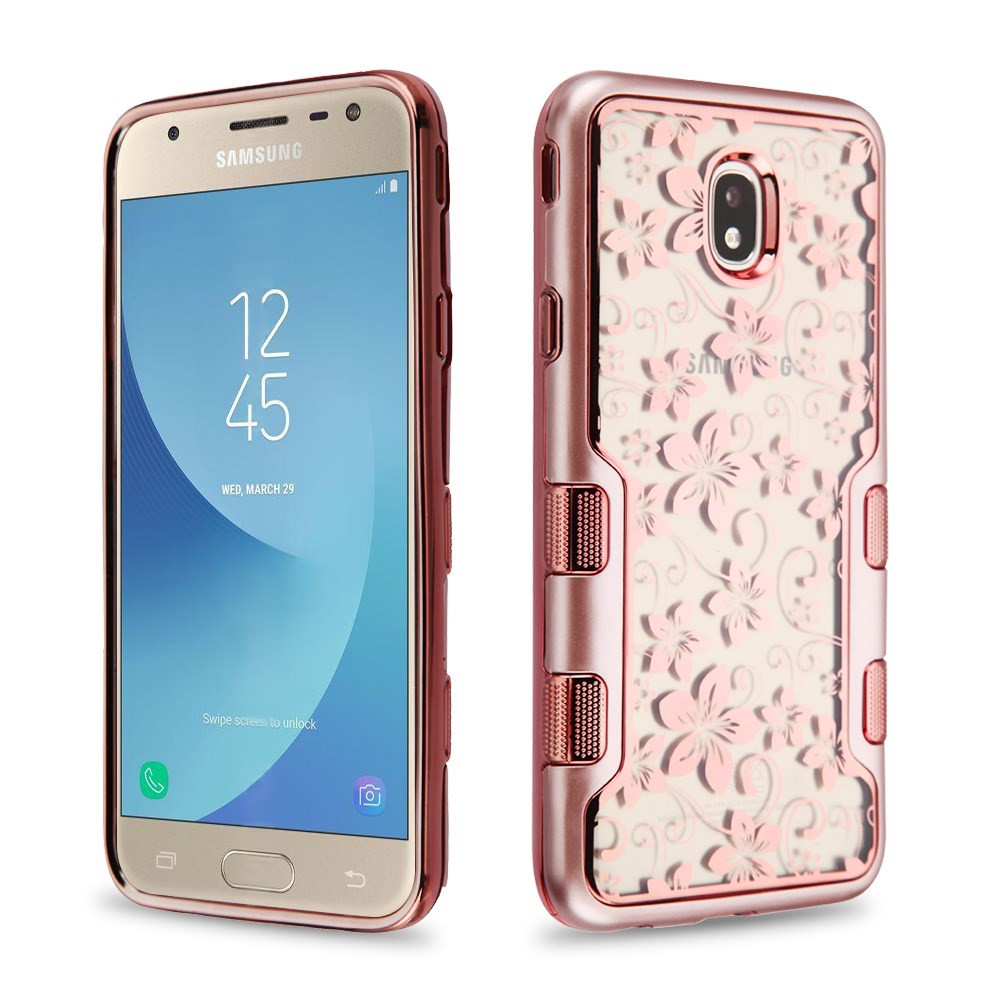 rundvlees Array vooroordeel TUFF Panoview Transparent Hybrid Case for Samsung Galaxy J7 (2018) / J7  Refine - Hibiscus Flower Rose Gold - HD Accessory