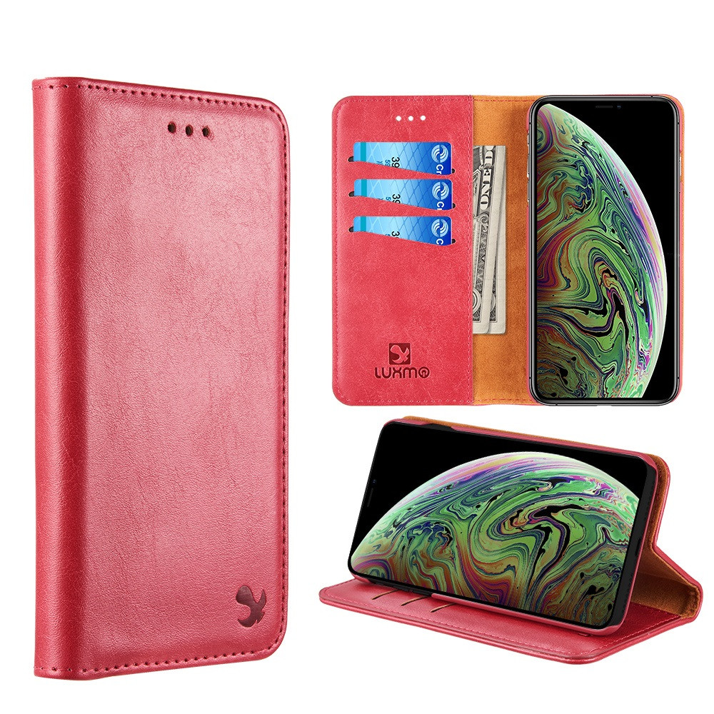 2-IN-1 Luxury Magnetic Leather Wallet Case for iPhone XR - Red - HD Accessory
