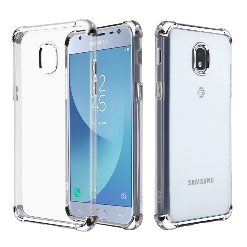 Klarion Crystal Clear Tough Case for Samsung Galaxy J3 (2018) / J3 Achieve  / J3 Star - Silver - HD Accessory