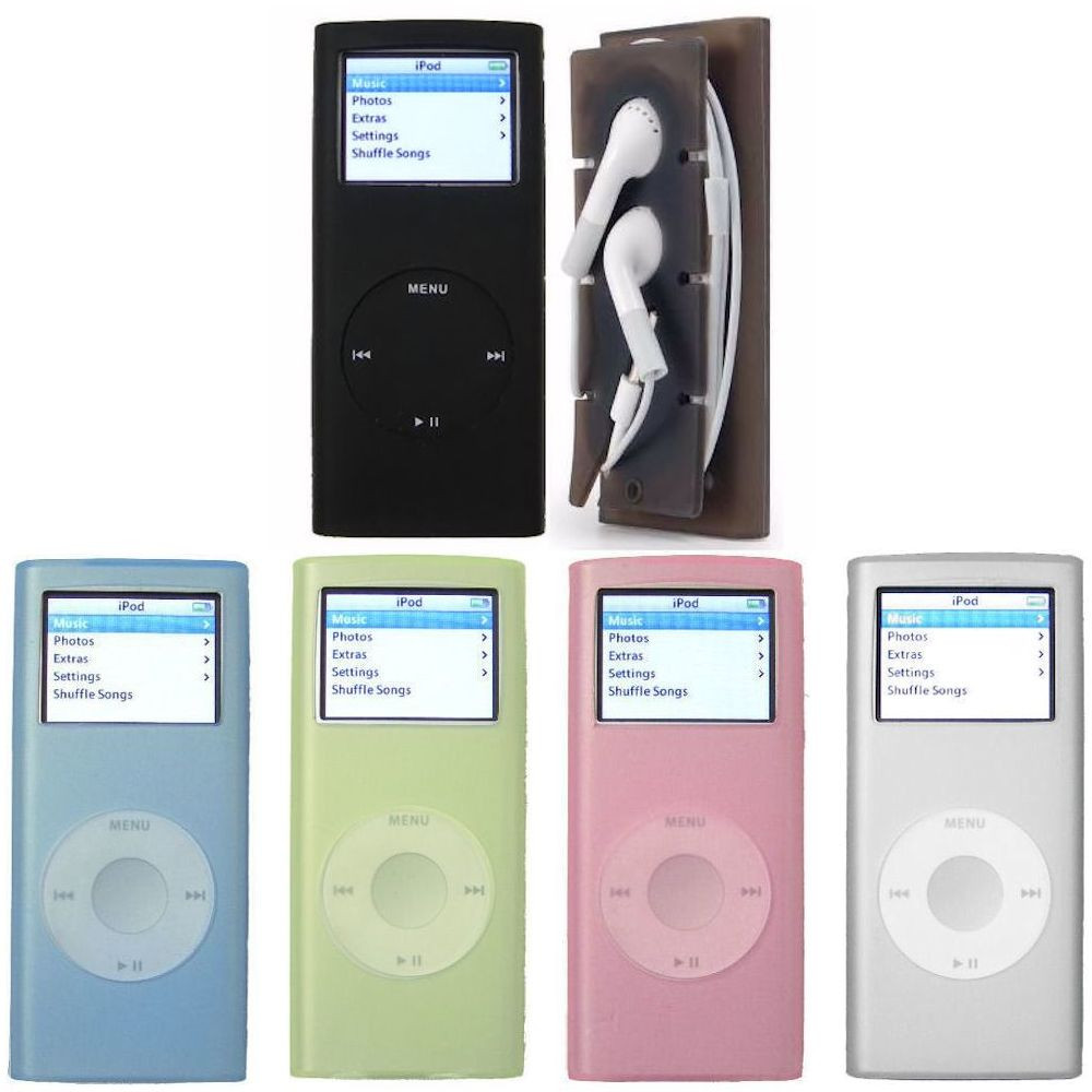 5-Pack Soft Silicon Skin Cover with Earphone Organizer for 2nd Generation iPod  Nano - HD Accessory