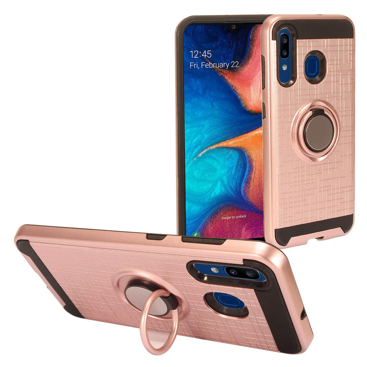 Multifunctional Hybrid Armor Case with Smart Loop Ring Holder for Samsung  Galaxy A50 / A20 - Rose Gold - HD Accessory