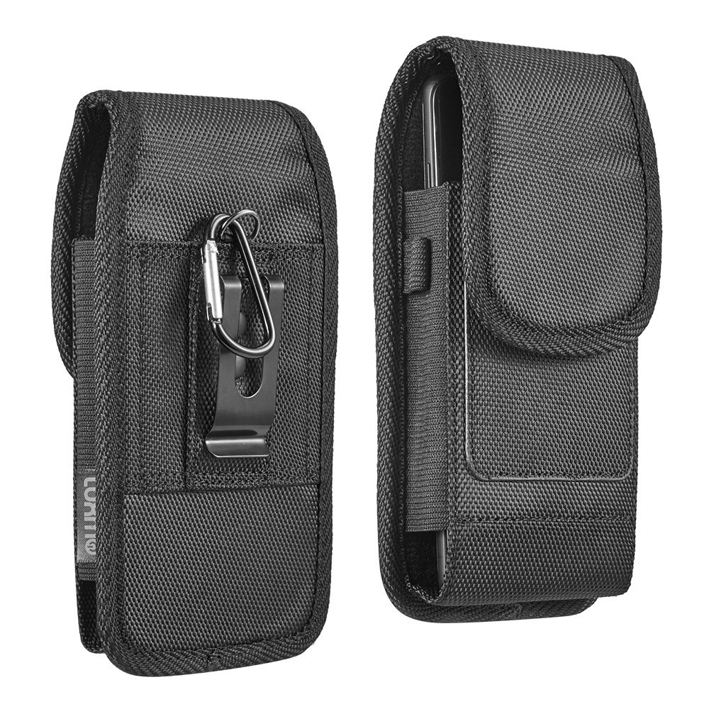 Ballistic Nylon Vertical Hip Pouch Phone Case with Carabiner Clip (6 to