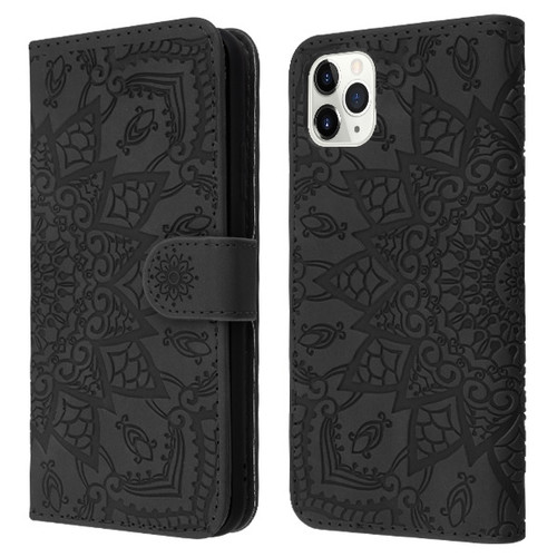 Mandala Book-Style Embossed Leather Folio Case for iPhone 11 Pro Max - Black - HD Accessory