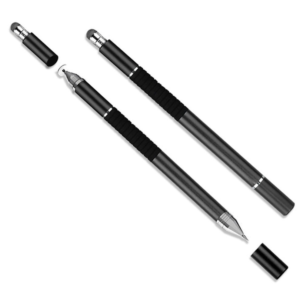 3-IN-1 Dual Tip Capacitive Touch Screen Stylus Pen - Black - HD Accessory