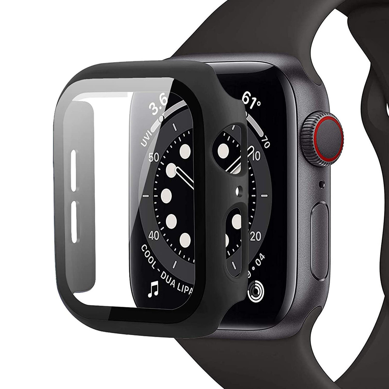 SALE* Defense Case with Integrated Tempered Glass Screen Protector for Apple  Watch 40mm Series SE / 6 / 5 / 4 - Black - HD Accessory