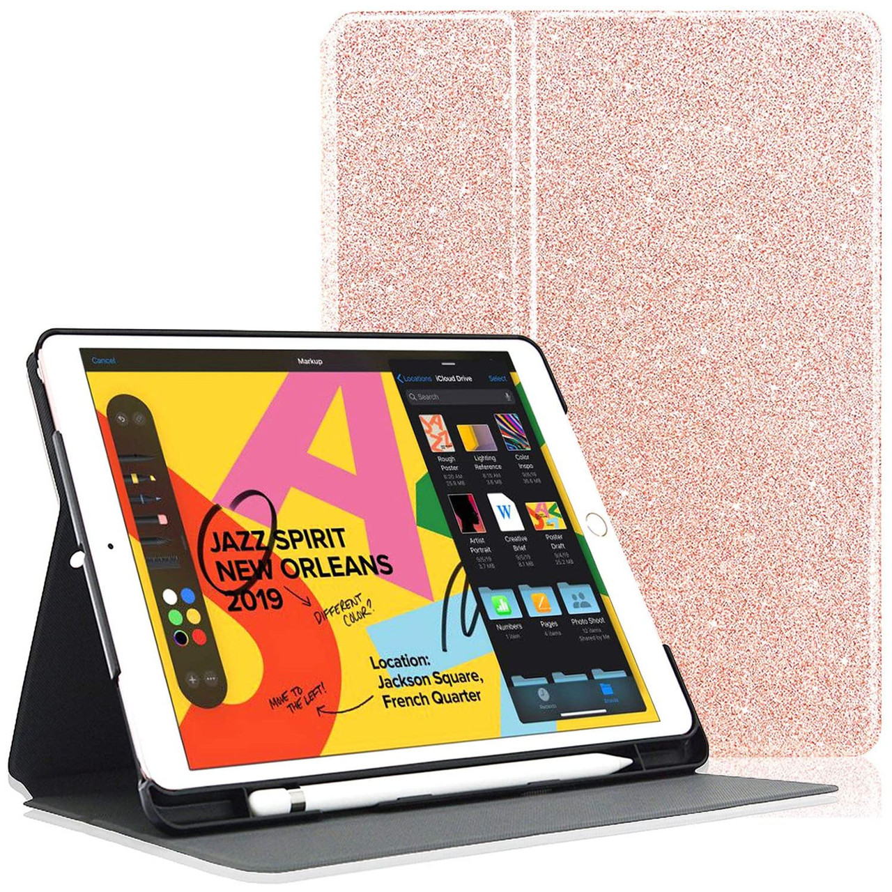 Glitter Series Smart Folio Hybrid Case For Ipad 10 2 Inch 7th