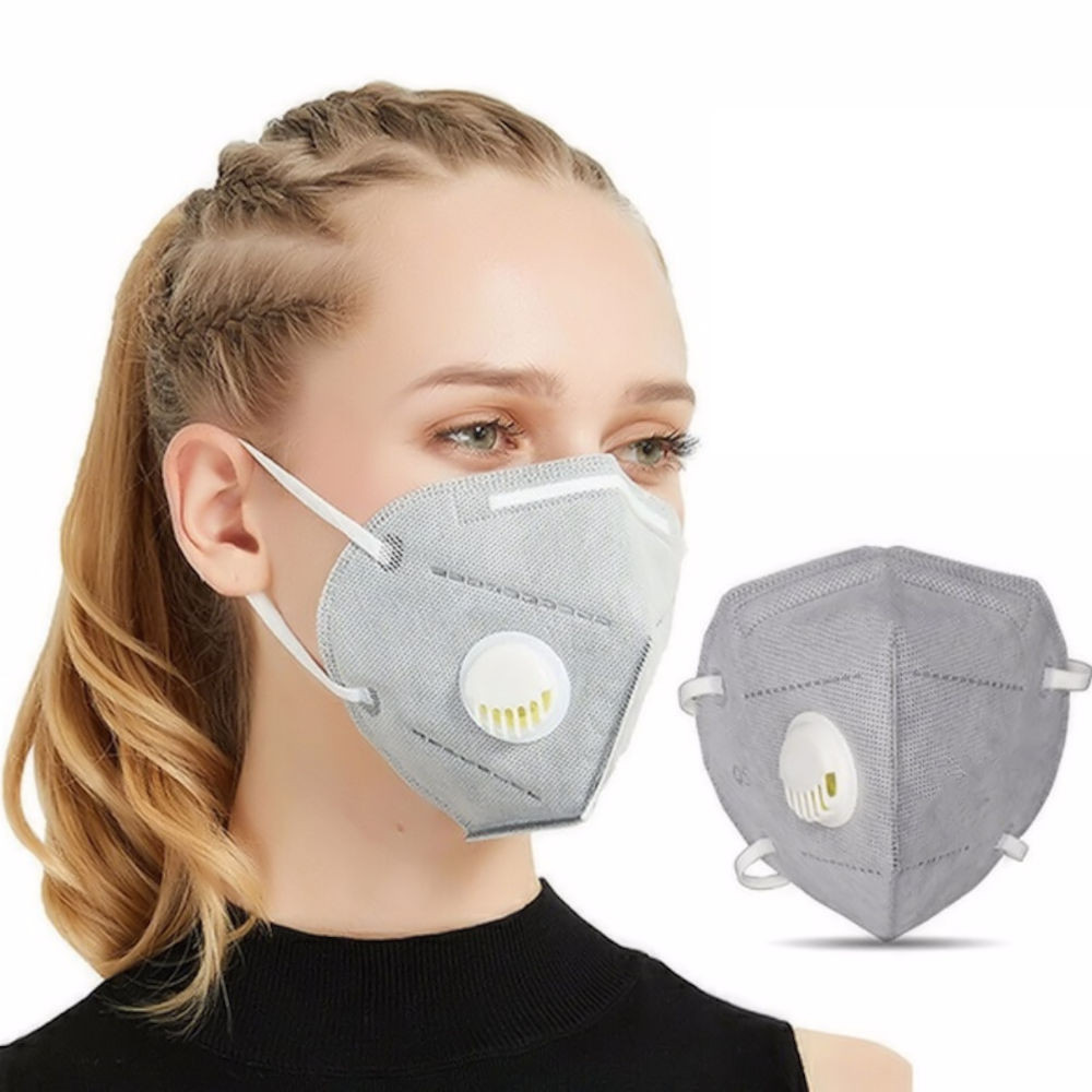 Download KN95 4-Ply Face Mask with Air Flow Exhalation Valve - Grey ...