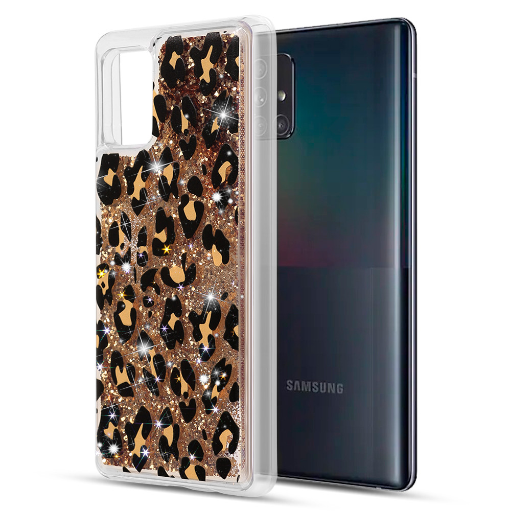 Quicksand Glitter Waterfall Transparent Case For Samsung Galaxy A71 5g Leopard Hd Accessory