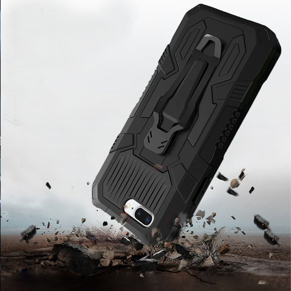 Hand-e Muscle Case for Apple iPhone 8 Plus // iPhone 7 Plus Defender Black//Black Hands Free Kickstand /& Belt Clip Triple Layer Protection Drop Proof