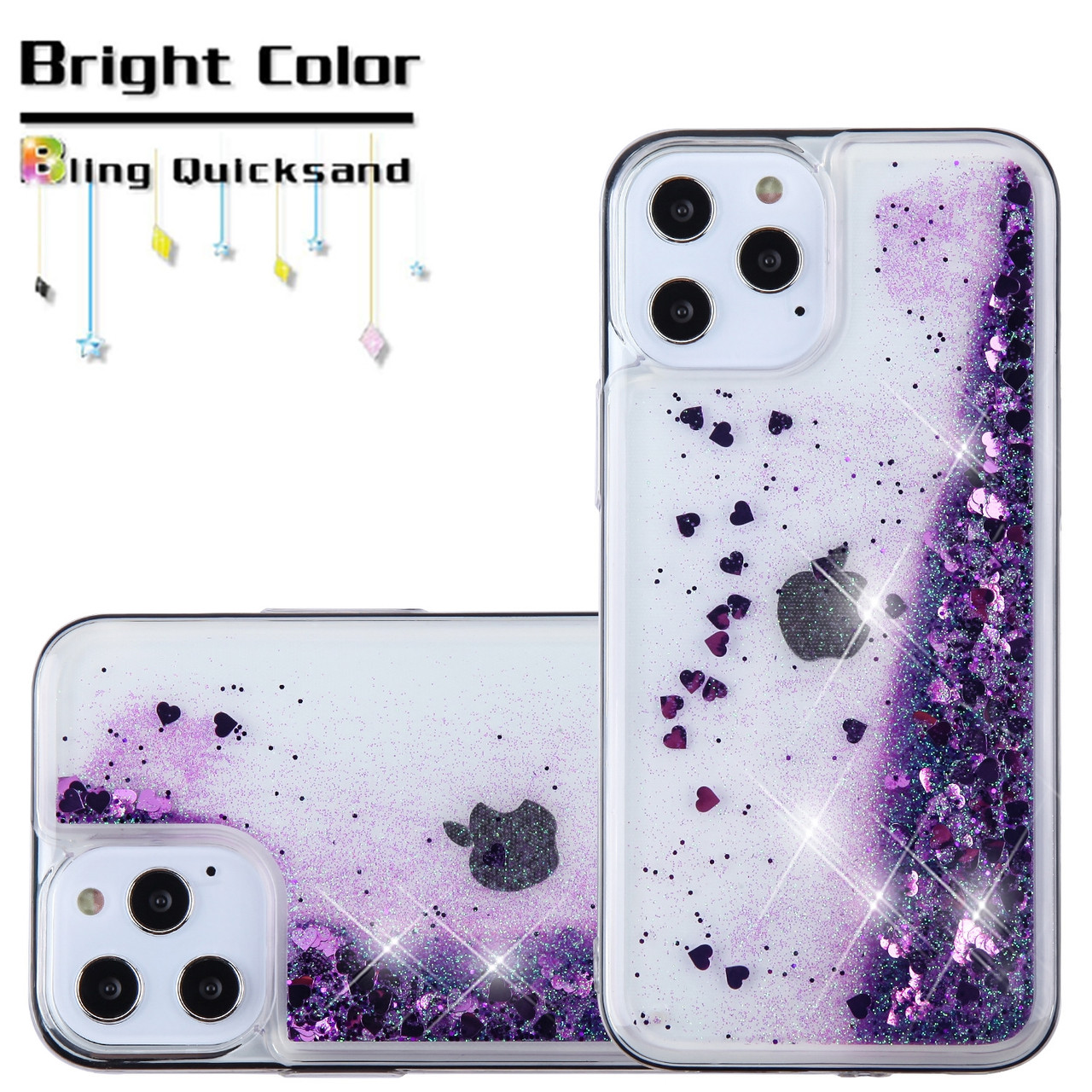Sale Quicksand Glitter Waterfall Transparent Case For Iphone 12 Pro Max Purple Hd Accessory