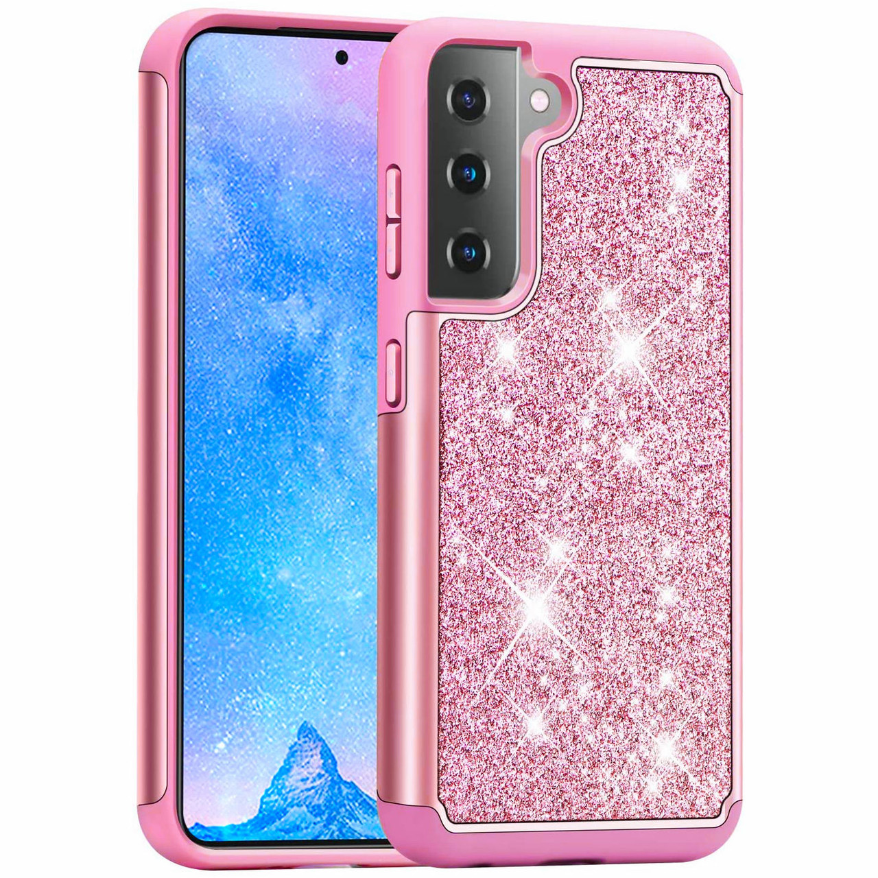 Totaldefense Glitter Hybrid Case For Samsung Galaxy S21 Plus 5g Pink Hd Accessory