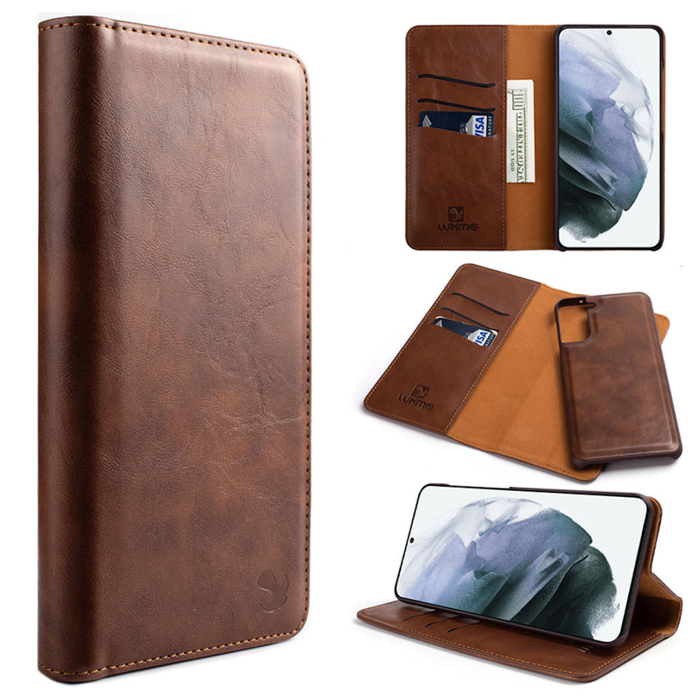 2 In 1 Luxury Magnetic Leather Wallet Case For Samsung Galaxy S21 5g Brown Hd Accessory