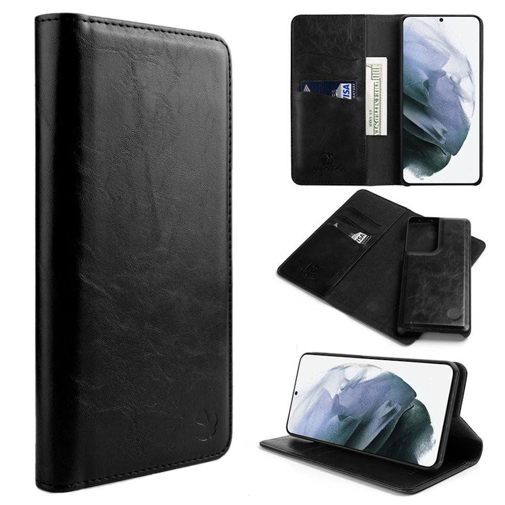 2 In 1 Luxury Magnetic Leather Wallet Case For Samsung Galaxy S21 Ultra 5g Black Hd Accessory