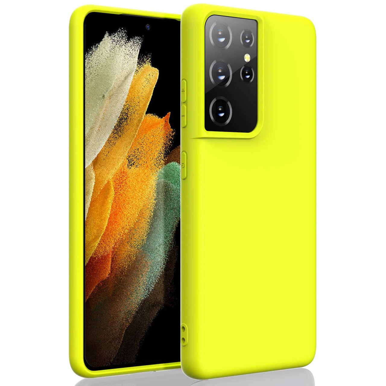 Nano Liquid Silicone Protective Case For Samsung Galaxy S21 Ultra 5g Neon Yellow Hd Accessory