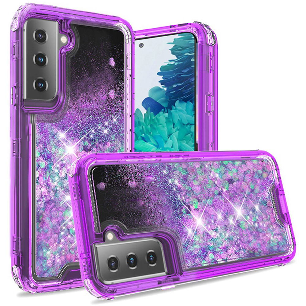 Atomic Quicksand Glitter Waterfall Hybrid Case For Samsung Galaxy S21 Plus 5g Purple Hd Accessory